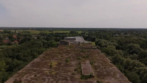 Top straight Drone 4K coverage above Bunker Valentin, U-boot Bunker Deutschland 動画素材 334232587