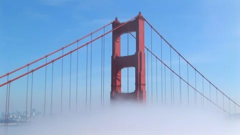 Top structure with cables of Golden Gate Bridge in San Francisco, California USA Stock Footage 101855641
