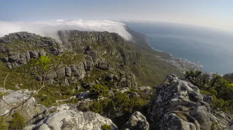 On Top of Table Mountain Time Lapse Stock Footage