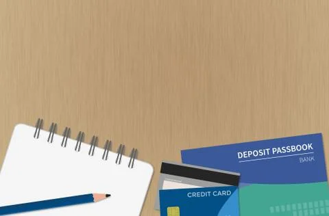 Top table view of office desk Stock Illustration