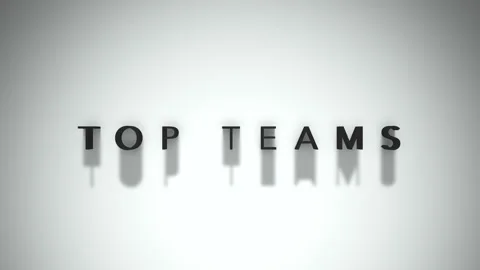 Top teams title 3D matte black writing over a white backdrop Stock Footage 301837806