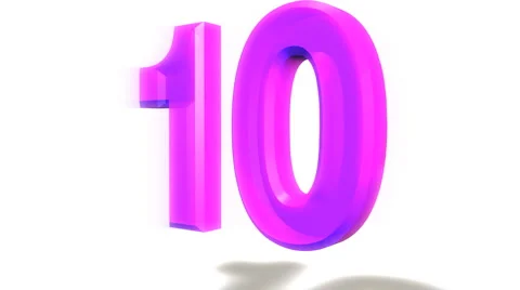 Top ten countdown counter animation with exploding purple numbers Stock Footage 989270