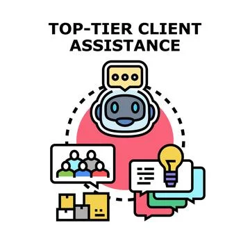 Top tier client assistance system providing automated customer support Ilustración de archivo