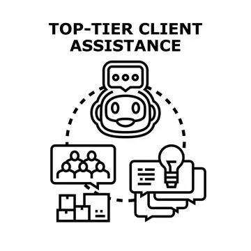 Top tier client assistance system providing automated customer support Ilustración de archivo