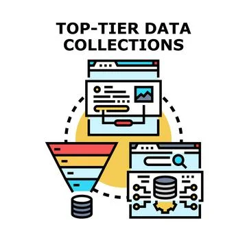 Top tier data collecting processing storing concept Stock Illustration