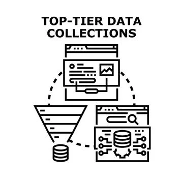 Top tier data collecting processing storing concept Stock Illustration