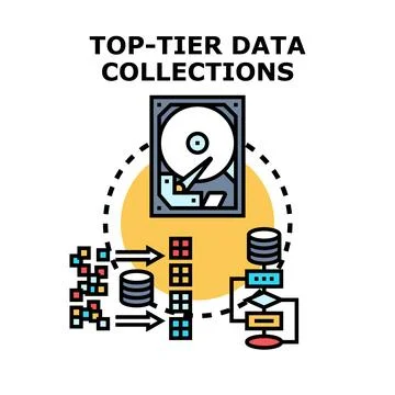 Top tier data collections and storage process 스톡 일러스트