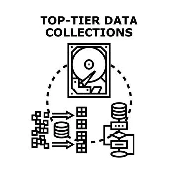 Top tier data collections and storage process Stock Illustration
