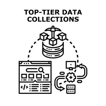 Top tier data collections processing and analysis Stock Illustration