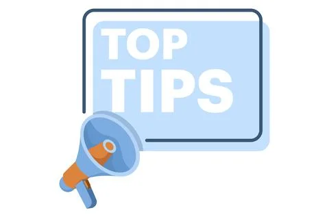 Top Tip Concept. megaphone speaker in your hand to make announcements. Stock Illustration