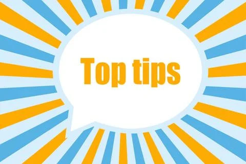 Top tips banner icon. Poster speech illustration symbol. Label information .. Stock Illustration