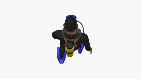 TOP TOP BACK VIEW OF SEA DIVER STANDING SWIMMING UNDERWATER EMBEDDED ALPHA LO Video stock 98692864