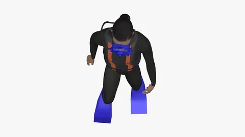 TOP TOP FRONT VIEW OF SEA DIVER UPRIGHT SWIMMING  Vídeos de archivo 98693722