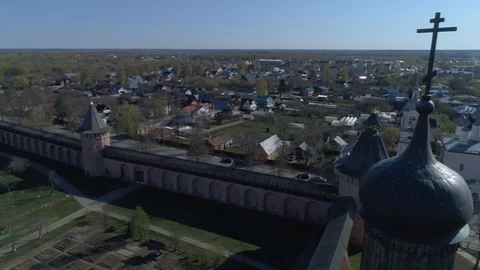 The top of the travel tower of the Savior Euthymius monastery in Suzdal, Russia. Stock Footage 107451276