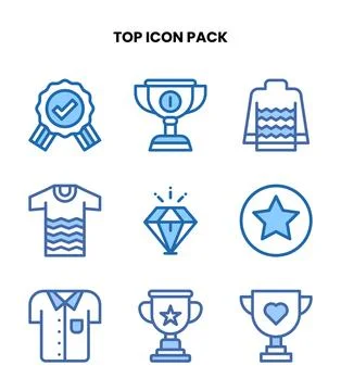 Top Two Colour Collection Icons Pack Stock Illustration