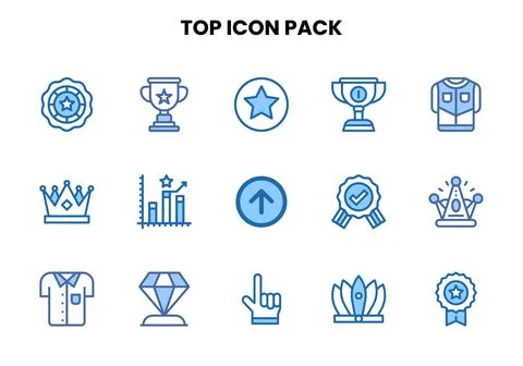Top Two Colour Icons Pack Stock Illustration