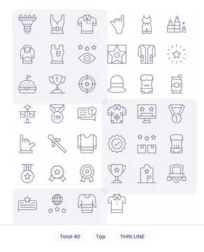 Top Vector Graphics Pack including 40 Thin Line Retina Ready Editable Icons Stock Illustration