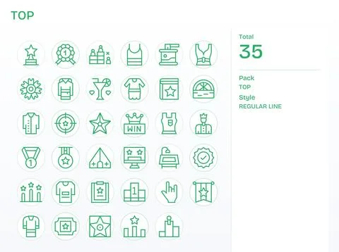 Top Vector Graphics Pack including 35 Regular Line 128x128 Pixel Aligned Icon Illustrazione stock
