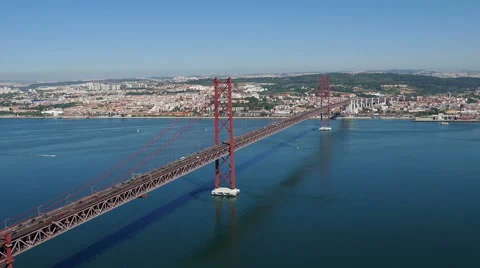 Top View on the 25 de Abril Bridge in Lisbon Stock Footage 41232970