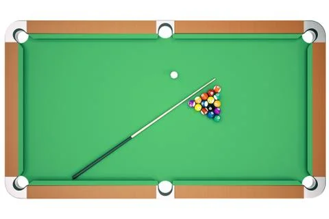 Top view 3D illustration pool billiard game. American pool billiard. Pool Stock Illustration