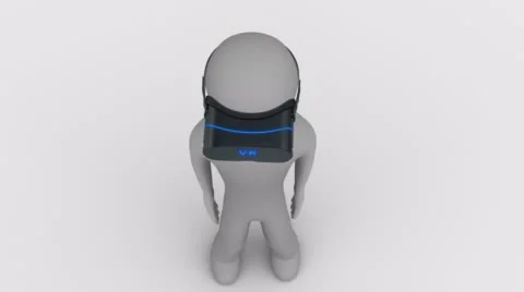 Top view 3d man in a vr headset on white and transparent background. Stock Footage 63195571