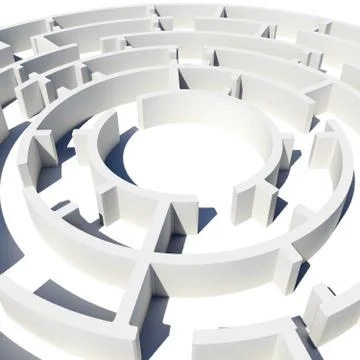 Top view of 3d model round labyrinth Stock Illustration