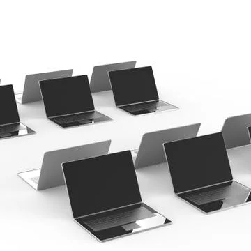 Top view of 3d network computer as concept Stock Illustration