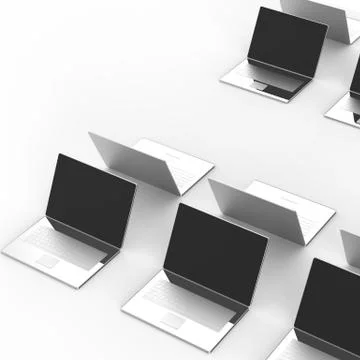 Top view of 3d network computer as concept Stock Illustration