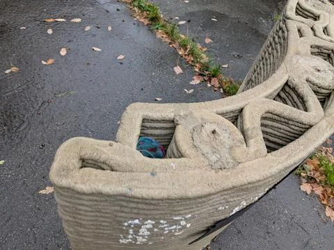 Top view of a 3D-printed concrete wall showing hollow layered construction Stock Photos