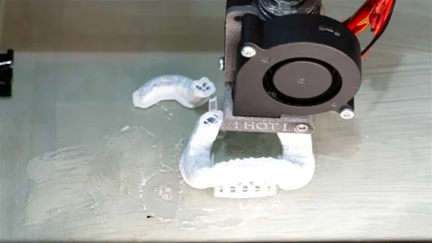 Top view of 3D printer working with white plastic resin Stock Footage 147863148