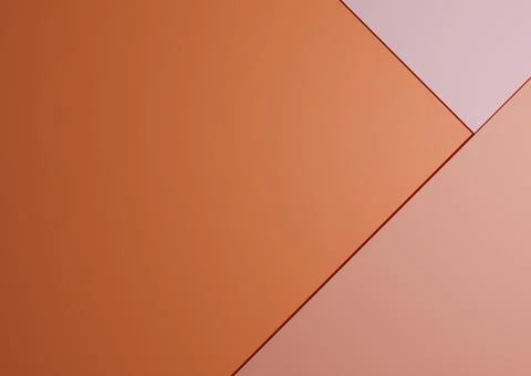 Top view 3D render of minimal colorful bright orange, light pink paper compos Ilustração Stock