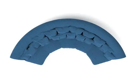 Top view of 3D rendered modern blue corner sofa on a white background Stock Illustration