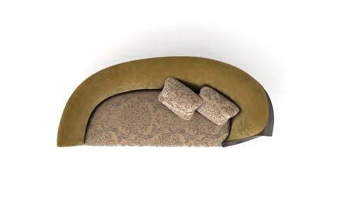 A top view of a 3D rendered modern brown two-seater corner sofa on a white ba Stock Illustration