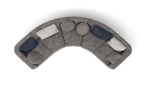 Top view of a 3D rendered modern gray corner sofa on a white background Stock Illustration