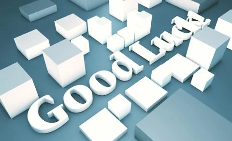Top view 3d text good luck Stock Illustration