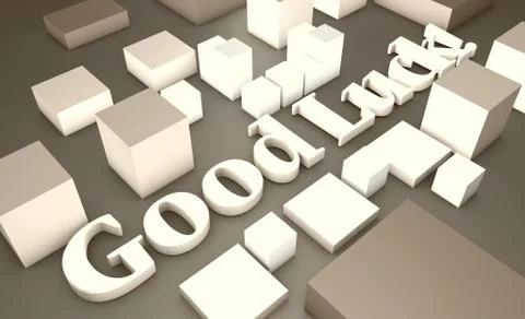 Top view 3d text good luck Stock Illustration