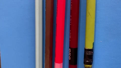 Top View of 5 Different Pencils Stock Footage 293949206