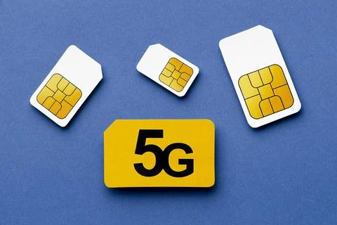 Top view 5g sim cards Stock Photos