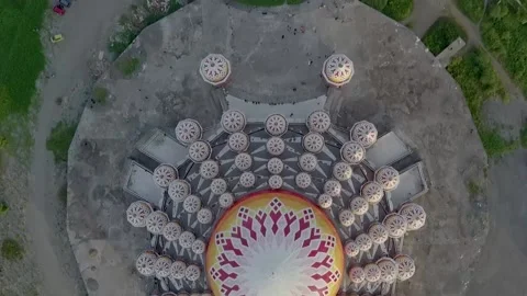 Top view of 99 dome mosque makassar Stock Footage 161532540