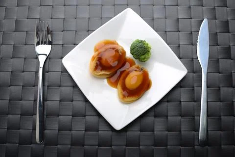 Top view of Abalone serving in a restaurant Stock Photos