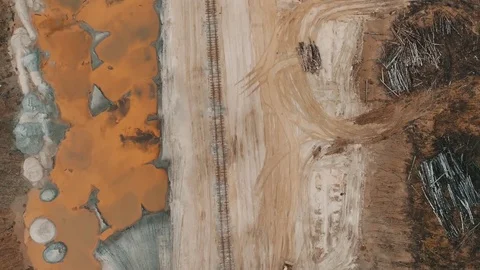 Top view of abandoned giant excavator. An abandoned giant excavator and a non Stock Footage 83736723