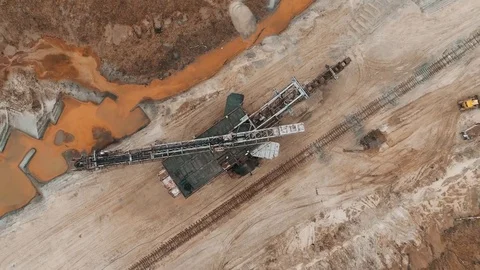 Top view of abandoned giant excavator. An abandoned giant excavator and a non Stock Footage 83736745