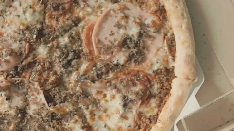 Top view about Pizza. Delicious Recipe. Stock Footage 131301609