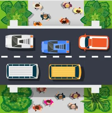 A top view from above is a city map of a urban park Ilustração Stock