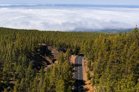 Top view above the clouds from the Teide National Park on the island of Tener Stock Photos