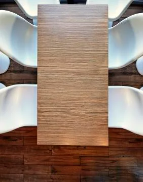 Top view from above on a empty office wooden table Foto stock