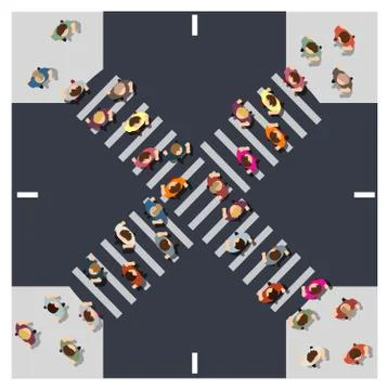 Top View from above the intersection of the street with the people Stock-Illustration