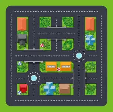 The top view from above is a map of the city with town infrastructure 스톡 일러스트