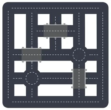 The top view from above is a map of the city with town infrastructure Ilustração Stock