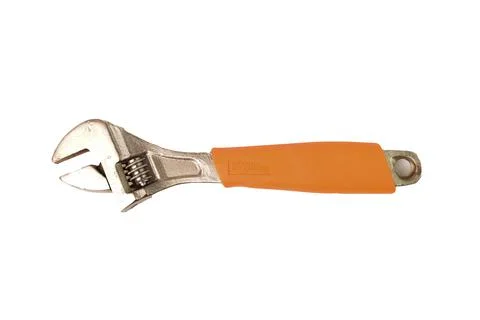 Top view of adjustable wrench isolated on a white background Stock Photos